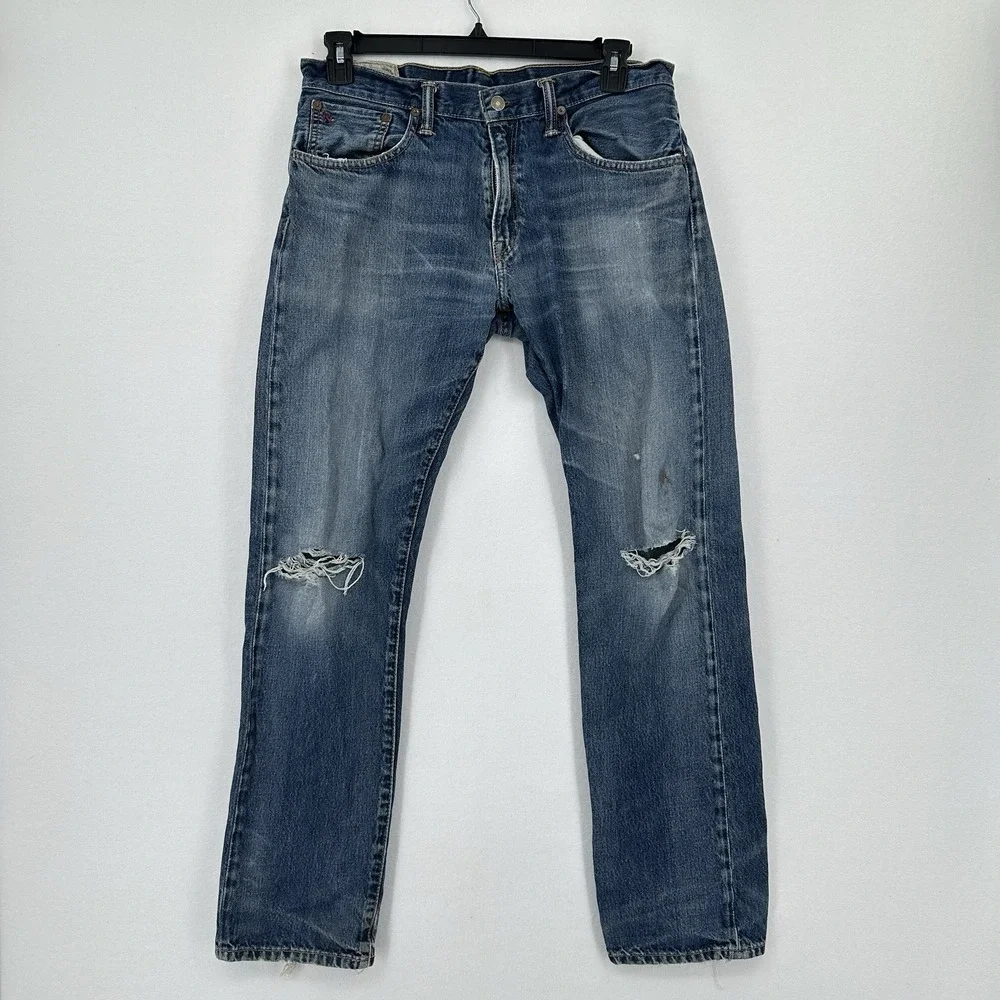 Polo Ralph Lauren Selvedge Jeans Mens 32x32 Blue 100% Cotton Hampton‎ Straight